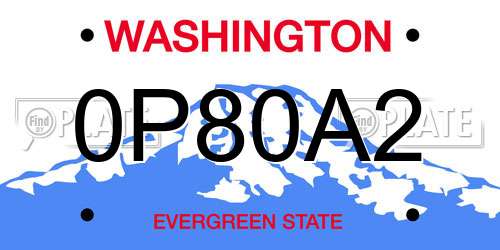 0P80A2 Washington License Plate