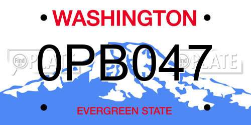 0PB047 Washington License Plate
