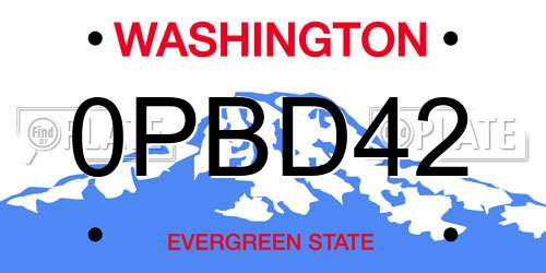 0PBD42 Washington License Plate