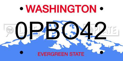 0PBO42 Washington License Plate