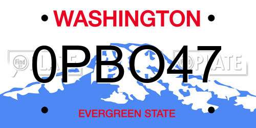 0PBO47 Washington License Plate
