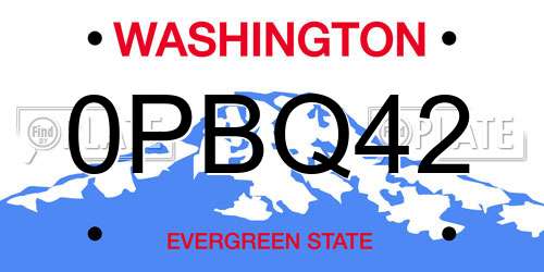 0PBQ42 Washington License Plate
