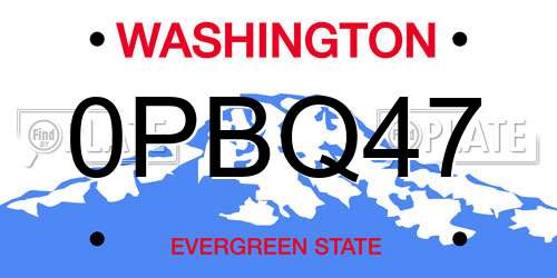 0PBQ47 Washington License Plate