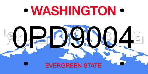 0PD9004 Washington License Plate