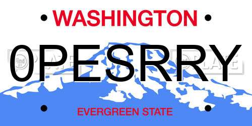 0PESRRY Washington License Plate