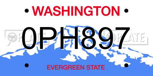 0PH897 Washington License Plate