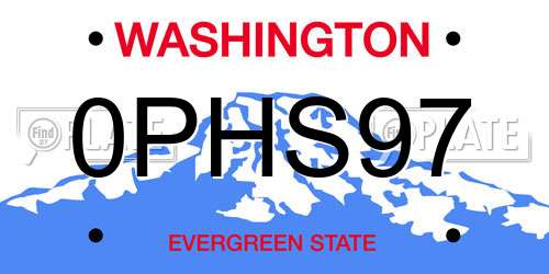 0PHS97 Washington License Plate