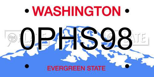 0PHS98 Washington License Plate