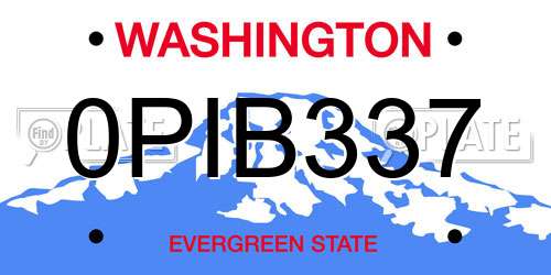 0PIB337 Washington License Plate