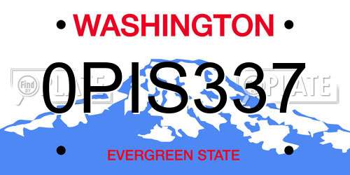 0PIS337 Washington License Plate