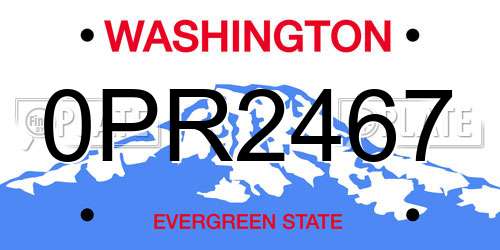 0PR2467 Washington License Plate