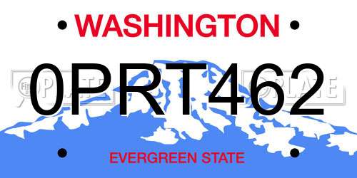 0PRT462 Washington License Plate