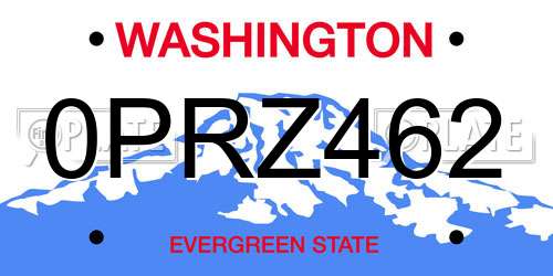 0PRZ462 Washington License Plate