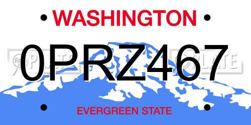 0PRZ467 Washington License Plate