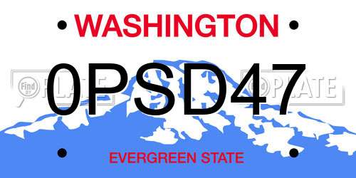 0PSD47 Washington License Plate