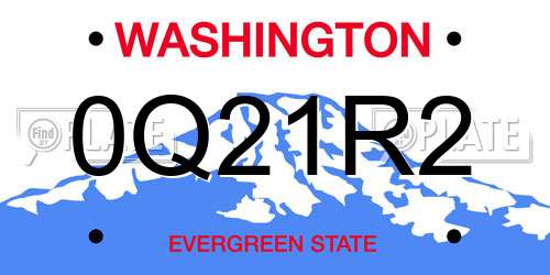 0Q21R2 Washington License Plate