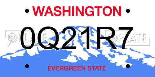 0Q21R7 Washington License Plate