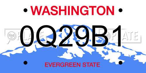 0Q29B1 Washington License Plate