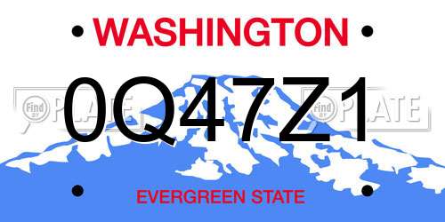 0Q47Z1 Washington License Plate