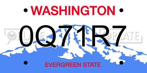 0Q71R7 Washington License Plate