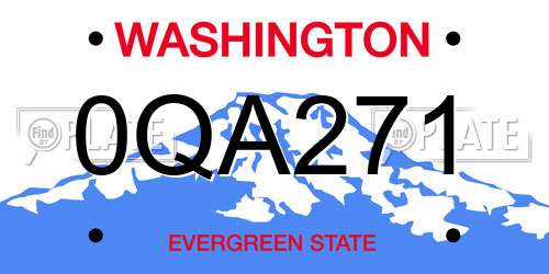 0QA271 Washington License Plate
