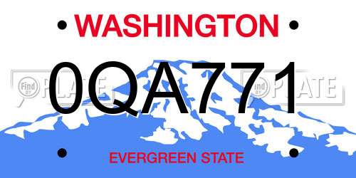 0QA771 Washington License Plate