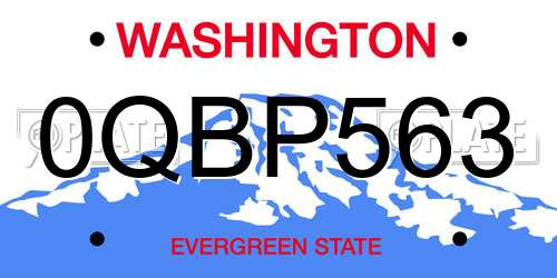 0QBP563 Washington License Plate