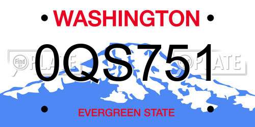 0QS751 Washington License Plate