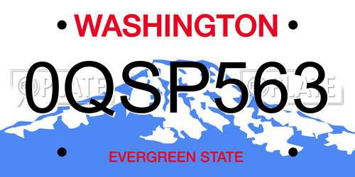 0QSP563 Washington License Plate