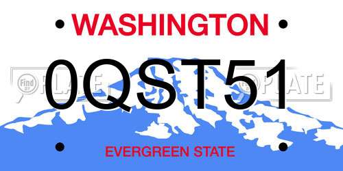 0QST51 Washington License Plate