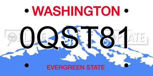 0QST81 Washington License Plate