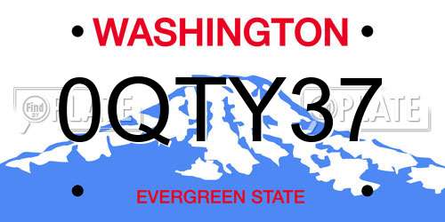 0QTY37 Washington License Plate