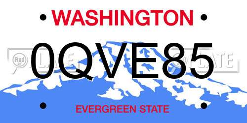 0QVE85 Washington License Plate