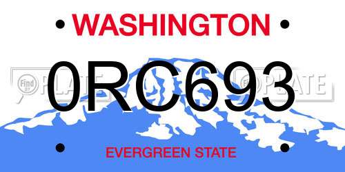 0RC693 Washington License Plate