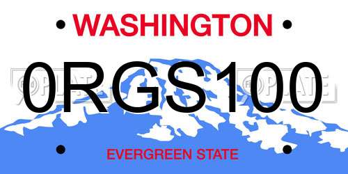 0RGS100 Washington License Plate