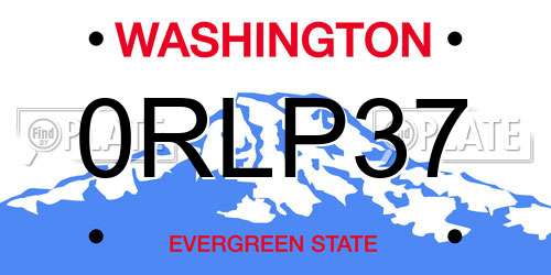 0RLP37 Washington License Plate