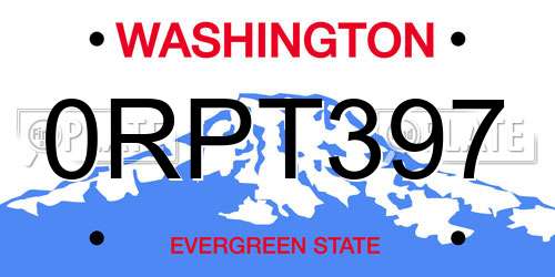 0RPT397 Washington License Plate