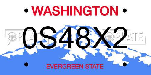 0S48X2 Washington License Plate