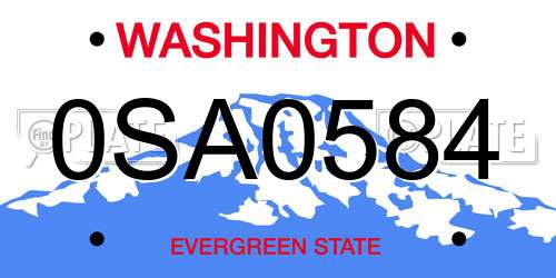 0SA0584 Washington License Plate