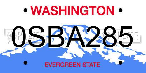0SBA285 Washington License Plate