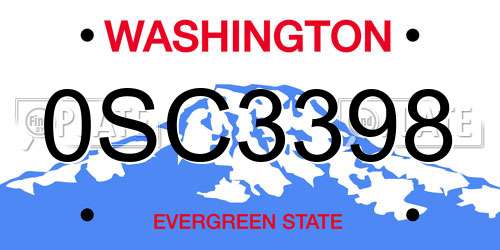 0SC3398 Washington License Plate