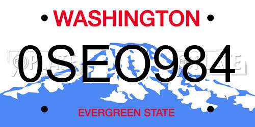 0SEO984 Washington License Plate