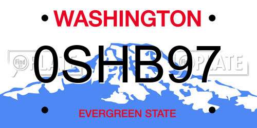 0SHB97 Washington License Plate
