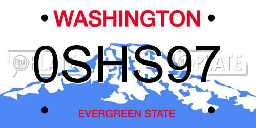 0SHS97 Washington License Plate