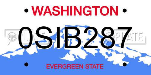 0SIB287 Washington License Plate