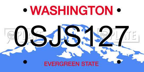 0SJS127 Washington License Plate