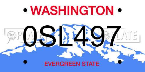 0SL497 Washington License Plate