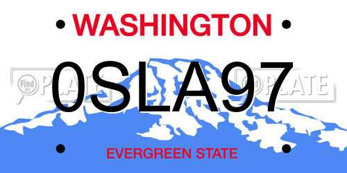 0SLA97 Washington License Plate