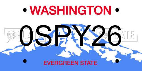 0SPY26 Washington License Plate