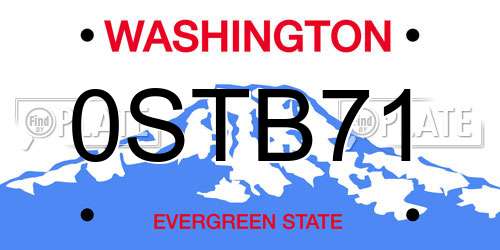 0STB71 Washington License Plate